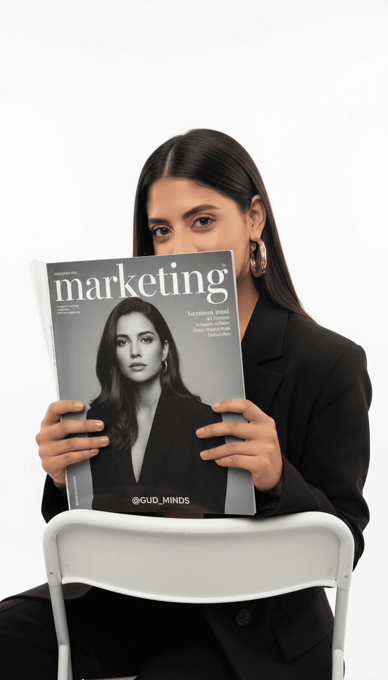 Professional woman with marketing magazine